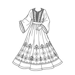 Color Your Culture: Traditional Palestinian Thobe Outline