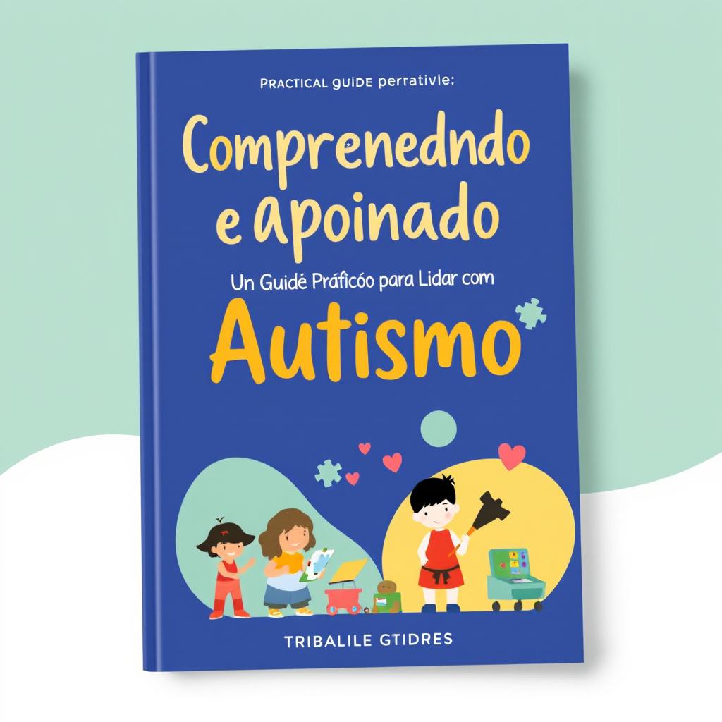 A book cover design for a practical guide titled 'Compreendendo e Apoiando: Um Guia Prático para Lidar com o Autismo'