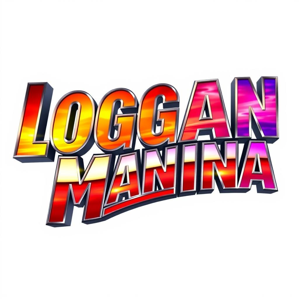 A vibrant and striking graphic featuring the text "LoganMania" styled in a WrestleMania-inspired font