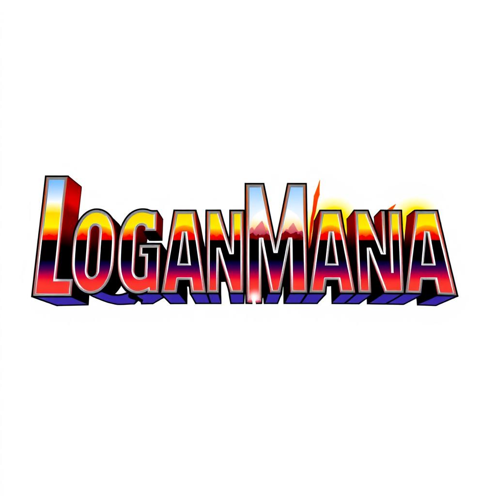 A dynamic graphic design featuring the text 'LoganMania' in an iconic WrestleMania-style font