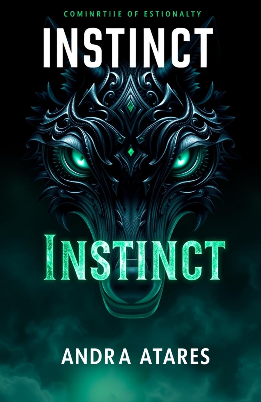 A captivating book cover for a dystopian novel titled 'Instinct' by Andrea Atares