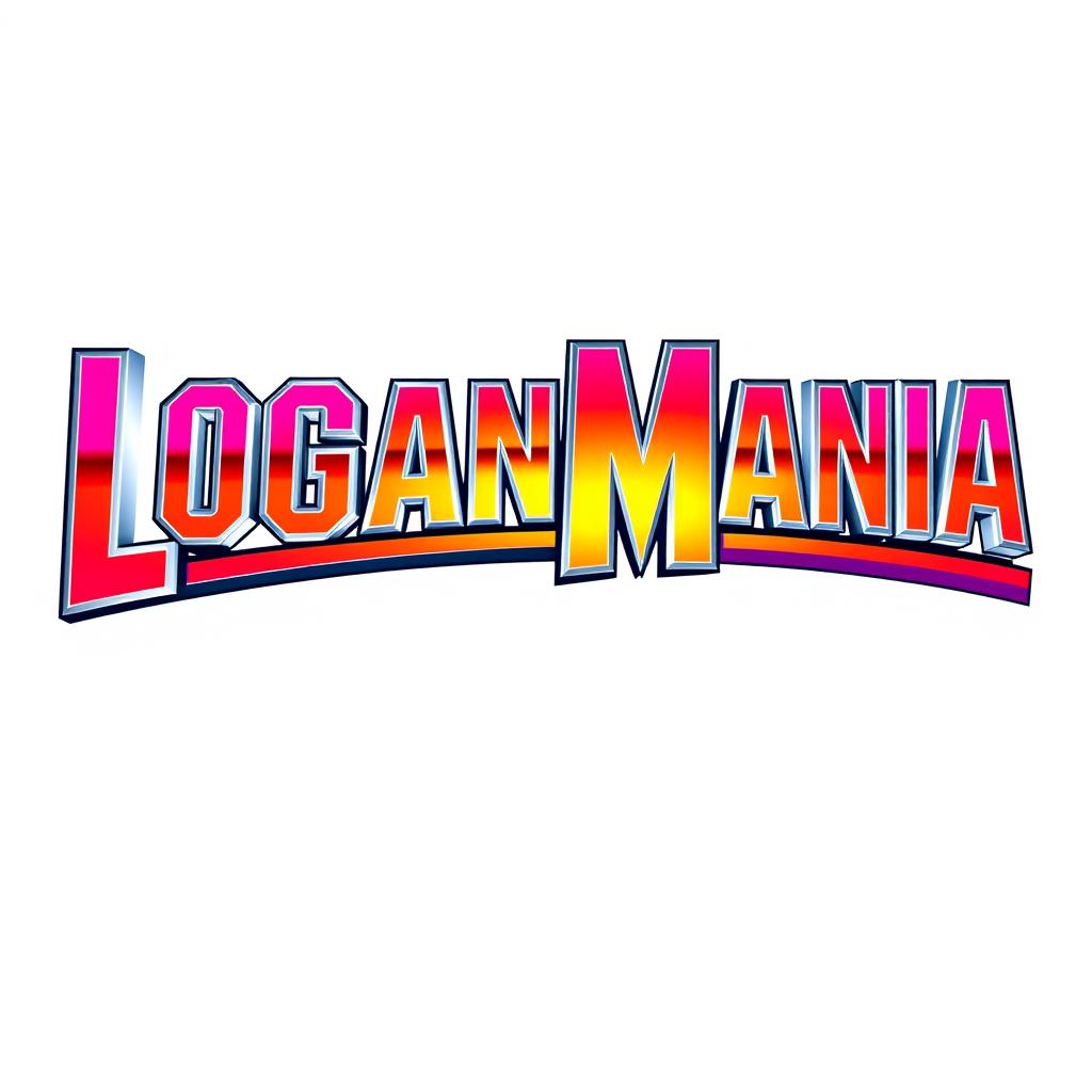 A dynamic graphic design featuring the bold, iconic text 'LoganMania' rendered in a WrestleMania style font