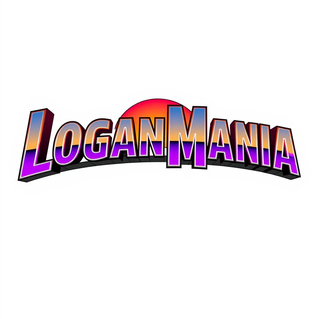 A stylized text design featuring the words "LoganMania" in a retro WrestleMania style font