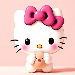 A cute, shy Hello Kitty character, featuring her iconic bow and adorable facial features