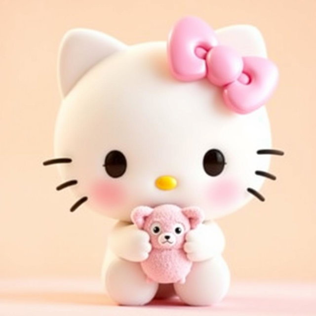 A cute, shy Hello Kitty character, featuring her iconic bow and adorable facial features