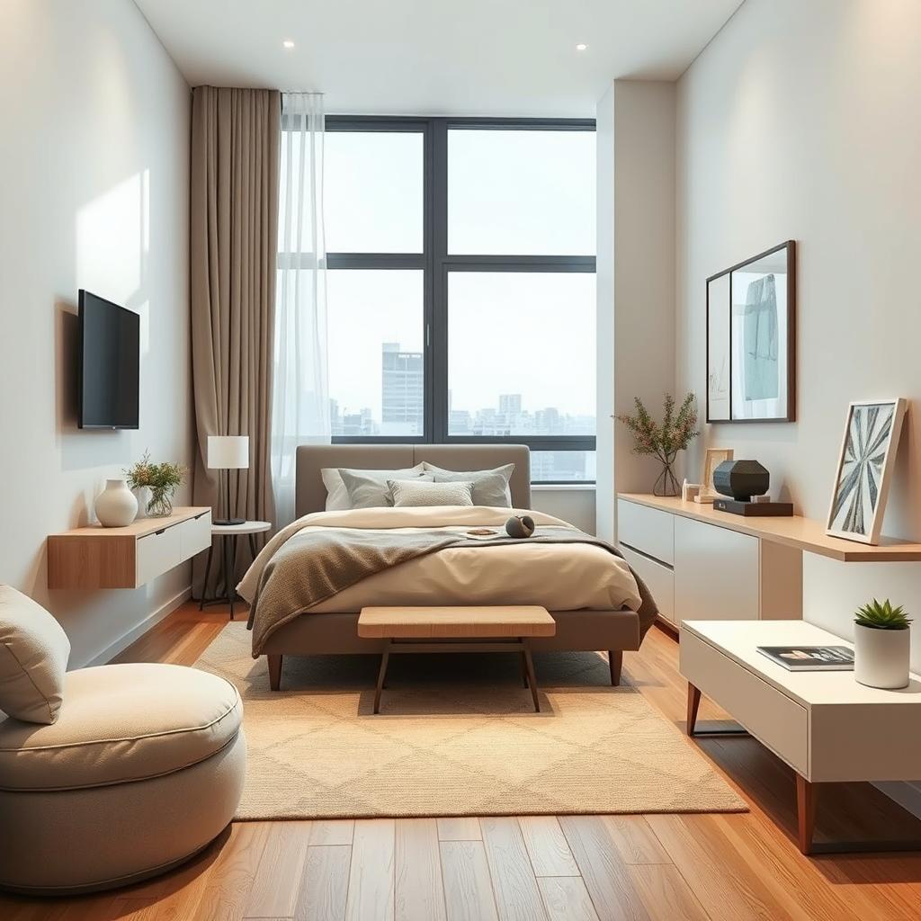 A modern master bedroom measuring 2