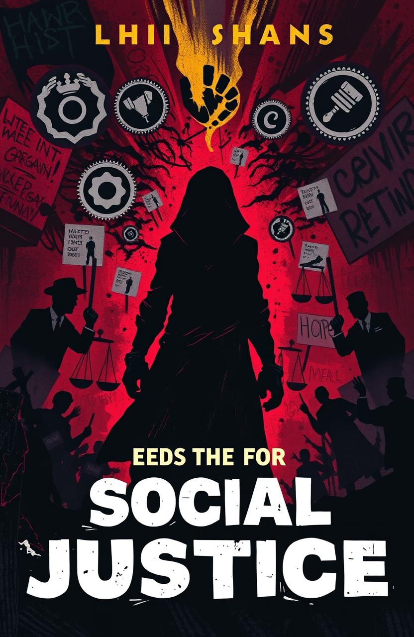 A dark and intense book cover illustration depicting a restless and angry soul, symbolizing the fight for social justice