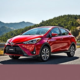 A sleek and modern Toyota Yaris Sedan with high ground clearance, designed for urban and off-road driving
