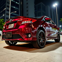 A modified second-generation Toyota Vios, boasting an impressive 211mm high ground clearance