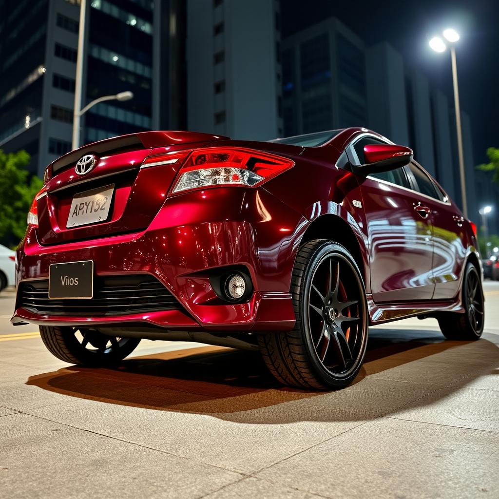 A modified second-generation Toyota Vios, boasting an impressive 211mm high ground clearance