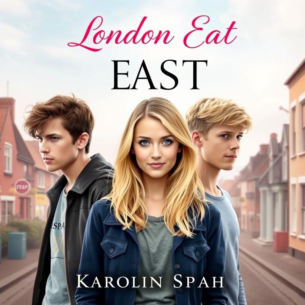 A romantic book cover for 'London East' by Karolin Spahr