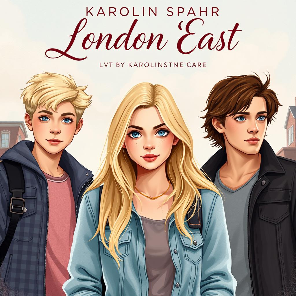 A romantic book cover for 'London East' by Karolin Spahr