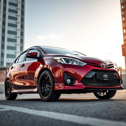 A modified second-generation Toyota Vios featuring a striking ground clearance of 205 mm, designed for both performance and style