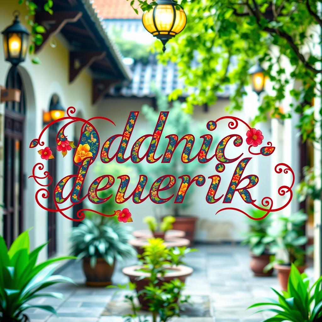 A beautifully designed sign reading 'Східний дворик' (Eastern Courtyard) in an elegant, flowing script