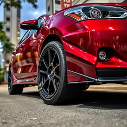 A modified second-generation Toyota Vios featuring an impressive ground clearance of 205 mm, showcasing its sporty and elevated profile