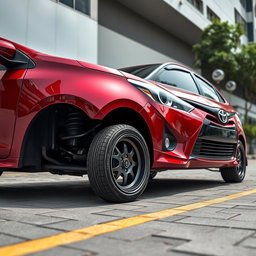 A modified second-generation Toyota Vios featuring an impressive ground clearance of 205 mm, showcasing its sporty and elevated profile