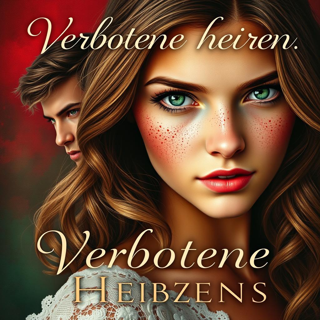 A captivating book cover for a novel titled "Verbotene Herzen"
