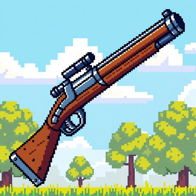 Vibrant Pixelated Musket Illustration