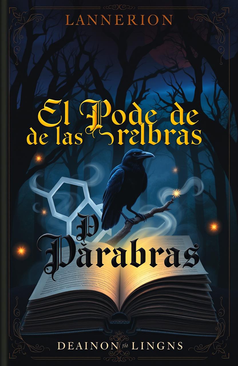 A captivating book cover titled 'El Poder de las Palabras', featuring dark and mystical elements
