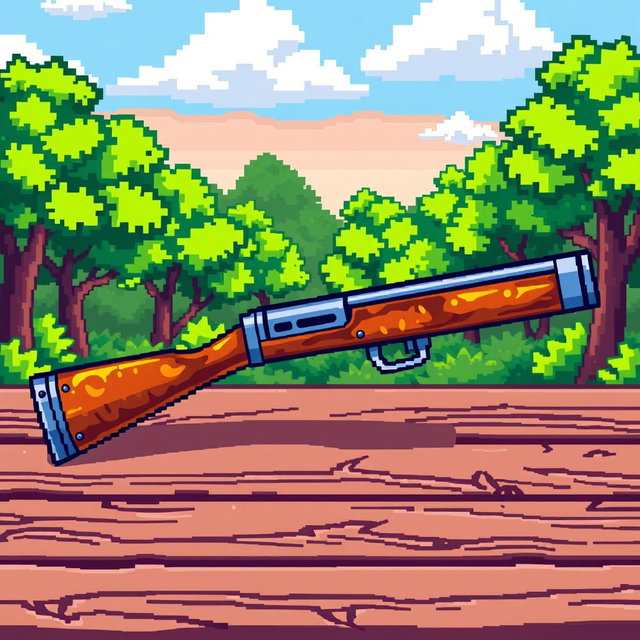 Vibrant Pixelated Musket Illustration