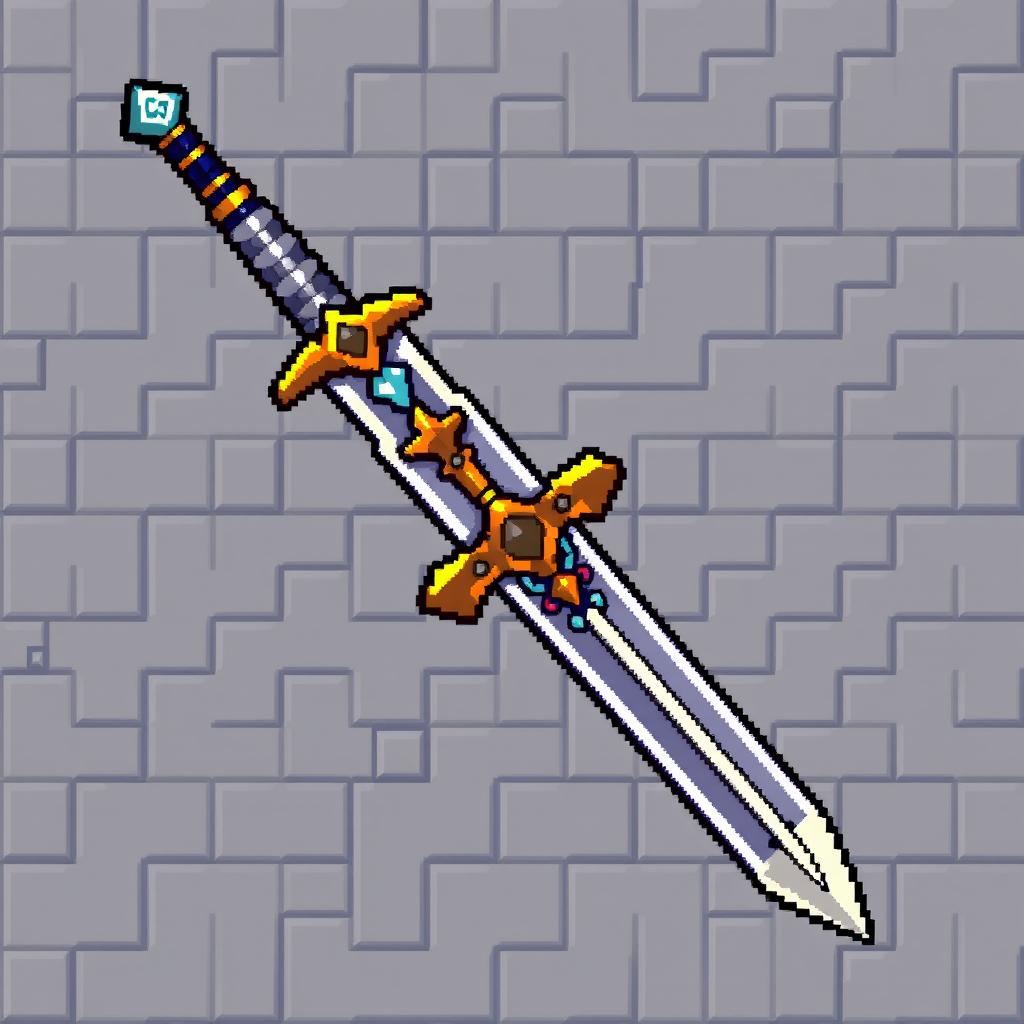 Pixelated Medieval Sword - Retro Fantasy Art
