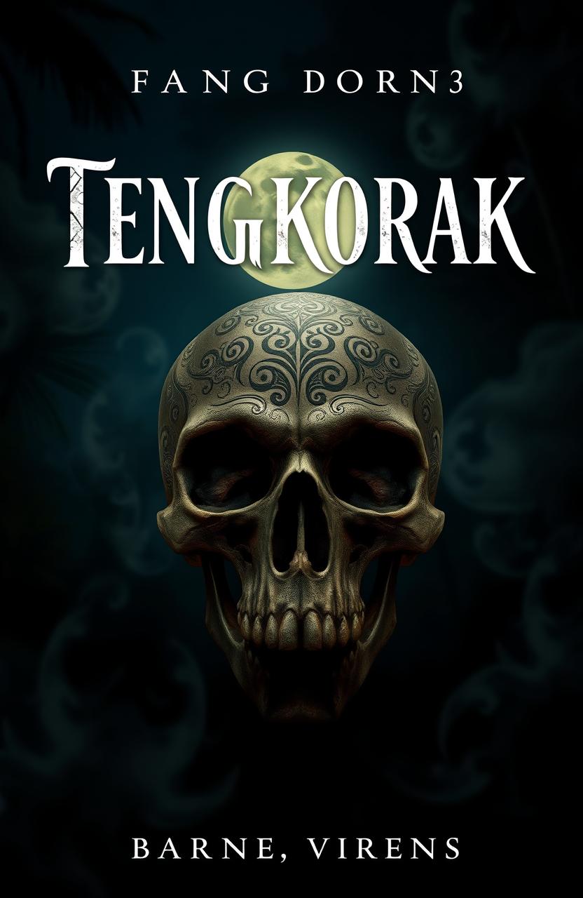 A captivating cover image for a novel featuring a human skull, also known as 'tengkorak' in Indonesia