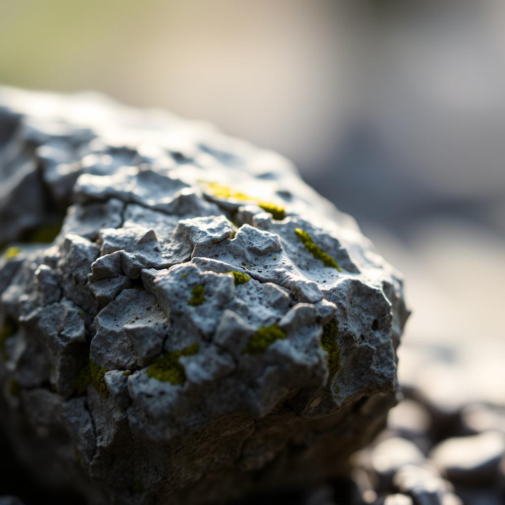 A detailed close-up of a tiny rock, showcasing its pixelated texture and irregular formation