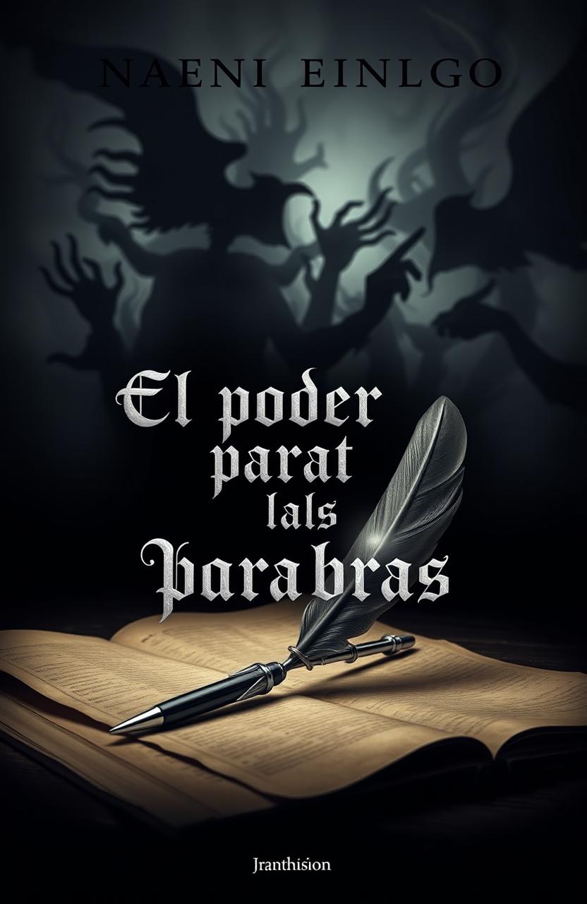 A captivating and dark book cover for 'El poder de las palabras'