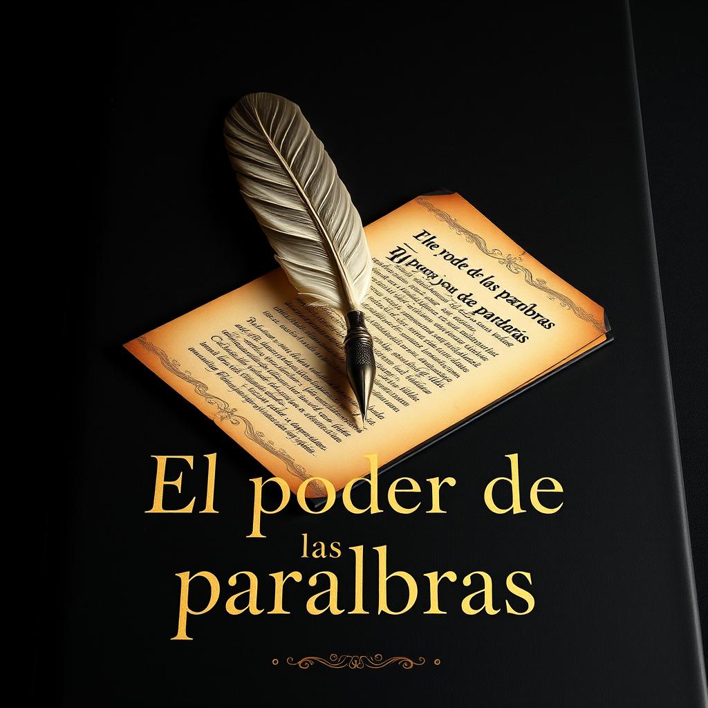 An elegant and dark book cover for 'El poder de las palabras'