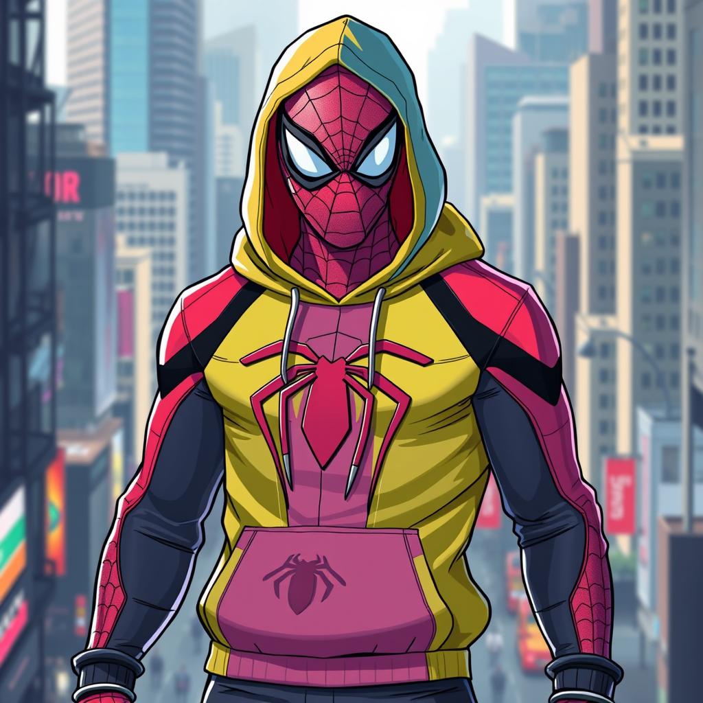 A unique version of Spider-Man featuring a stylish hoodie and a distinct mask design