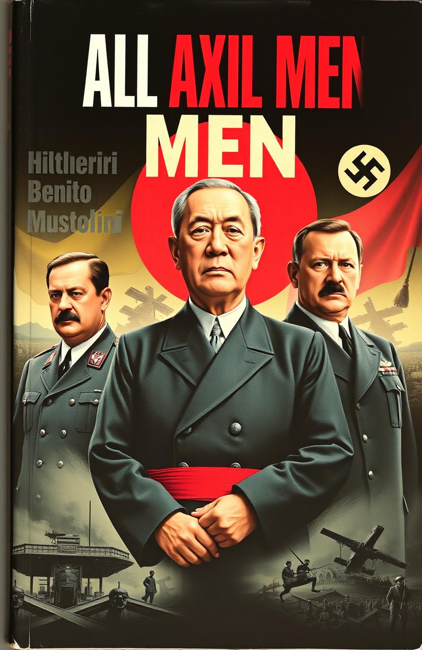 A dramatic book cover for 'All Axil Men', featuring powerful and historical figures