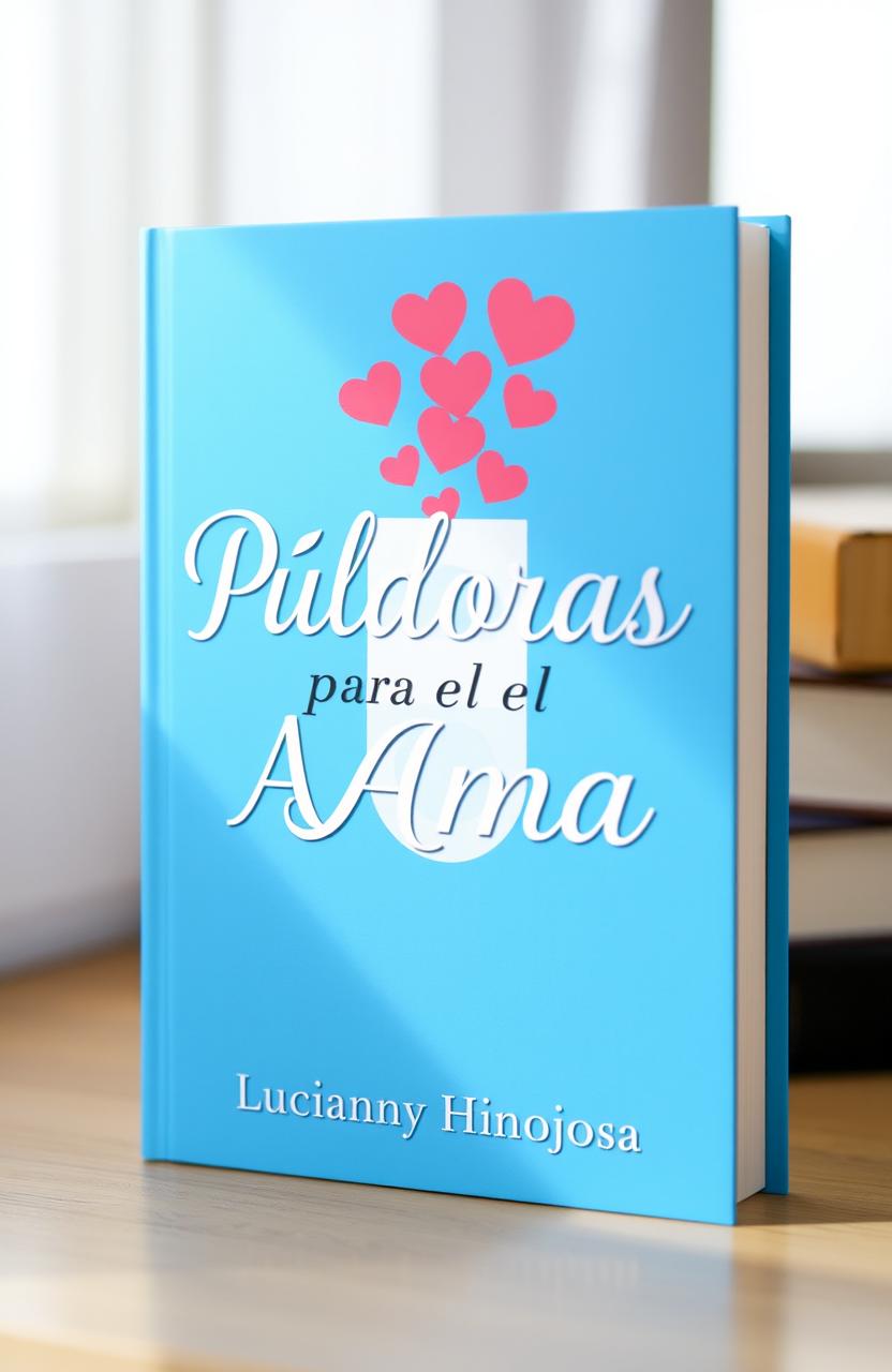 A minimalist and elegant book cover titled 'Píldoras para el Alma', featuring a bright blue and white color scheme