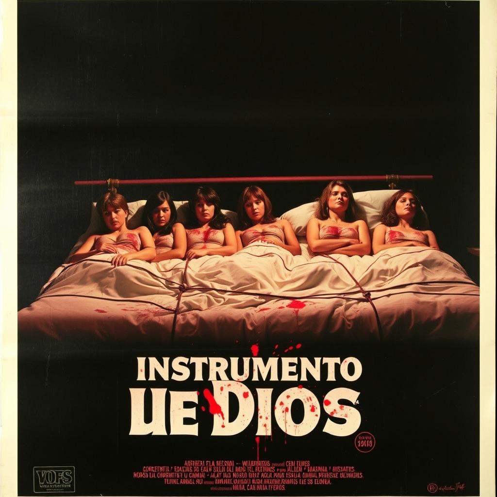 Vintage poster of a Spanish horror film from the 1970s titled 'Instrumento de Dios'