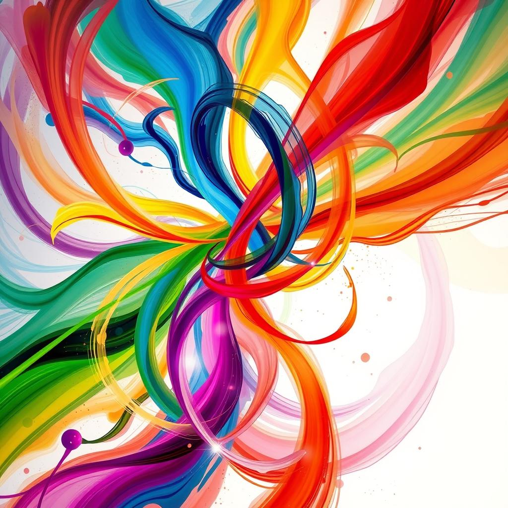 An abstract representation of the theme 'Colors of Connection', featuring vibrant swirling colors intertwining with each other, symbolizing unity and harmony