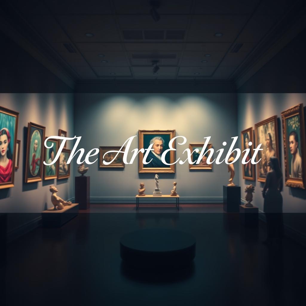 A captivating Wattpad header for 'The Art Exhibit', featuring an artistic and elegant design that showcases a gallery setting
