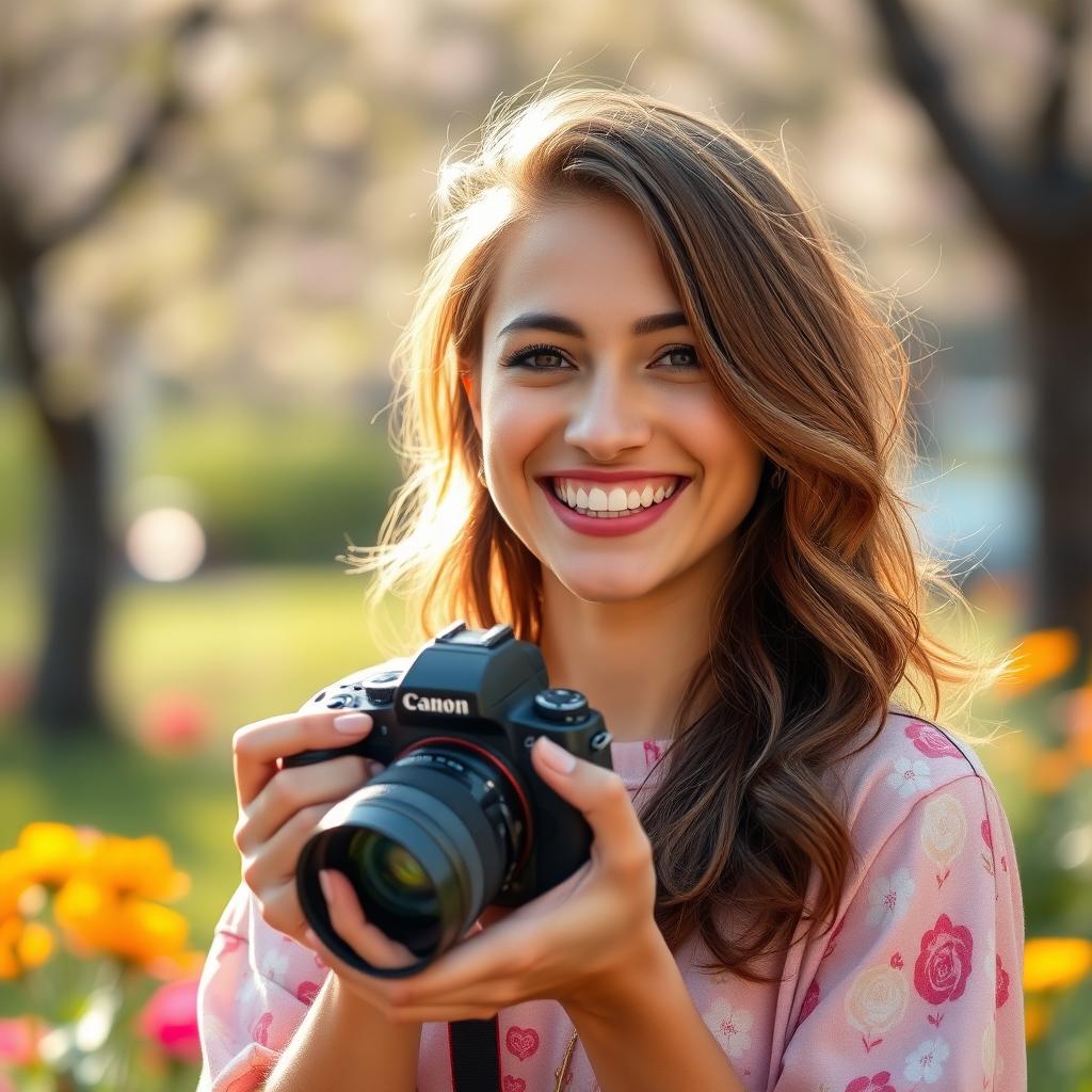 A cheerful and bright portrait of Sophie, Amelia's best friend and confidante, who is 25 years old
