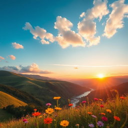 A horizontal poster designed for a cozy bedroom, featuring a serene landscape scene