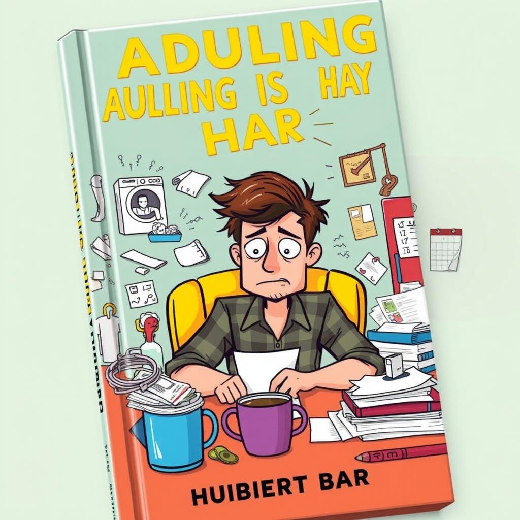 A captivating book cover for 'Adulting is Hard' by Huibert Baer
