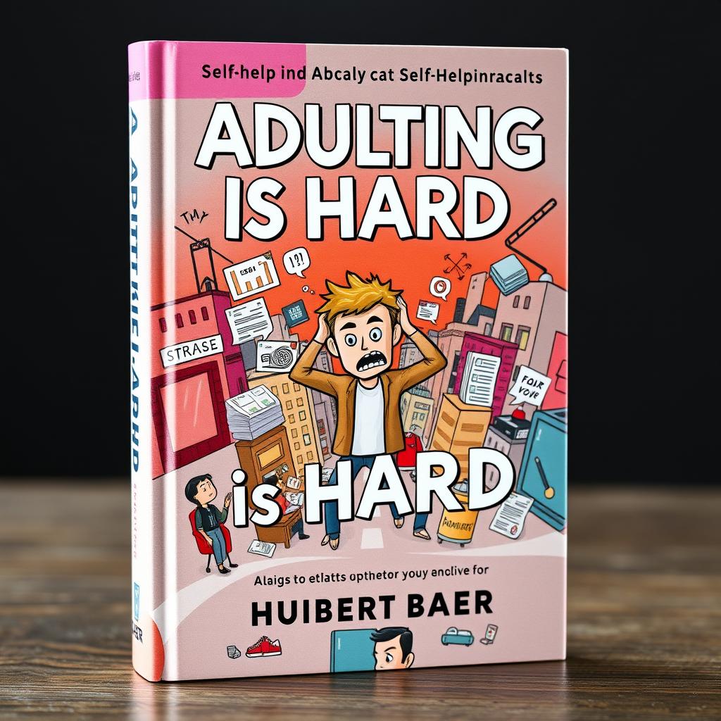 A visually striking cover design for a self-help book titled 'Adulting is Hard' by Huibert Baer