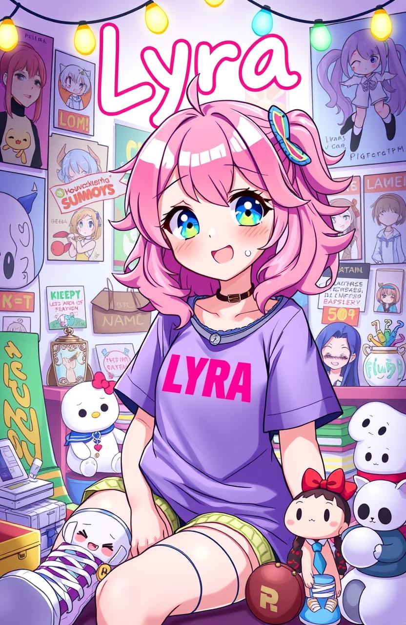 A vibrant and colorful illustration of a character named Lyra, depicted as a passionate fangirl