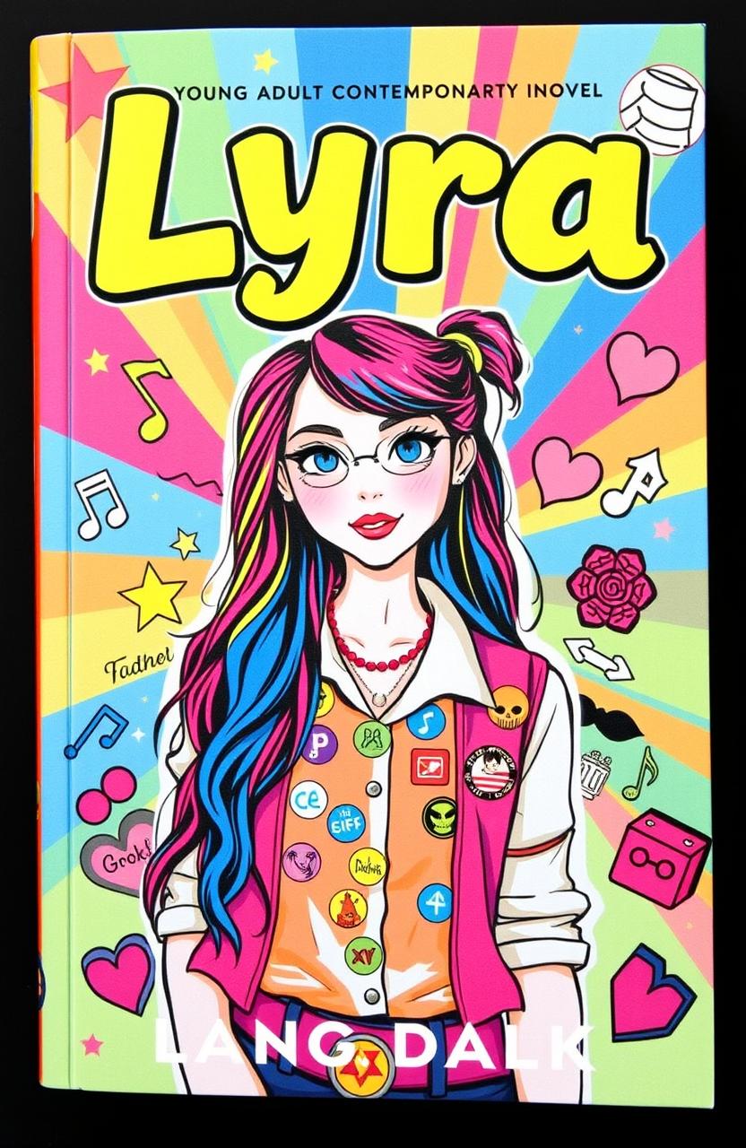 A vibrant book cover featuring a character named Lyra, who is a fangirl idol