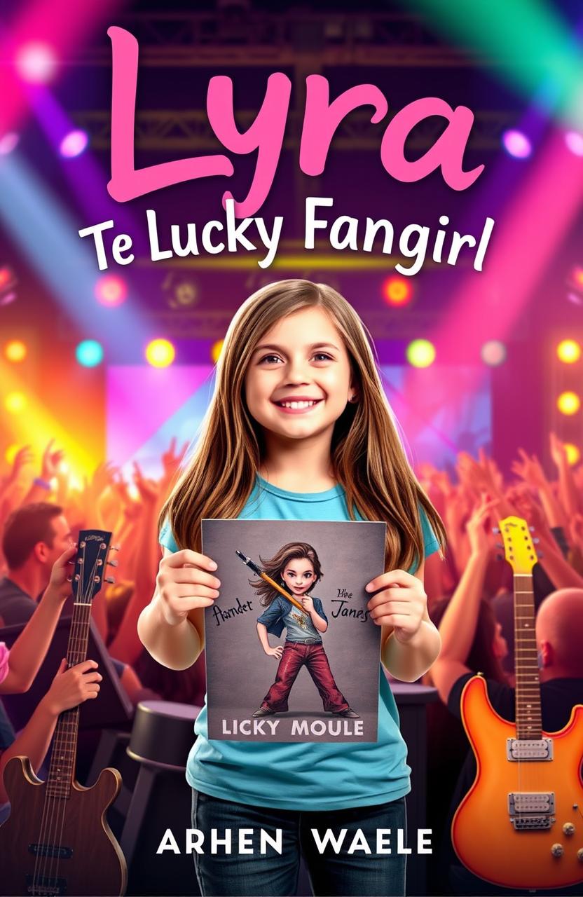 A vibrant book cover for 'Lyra The Lucky Fangirl'