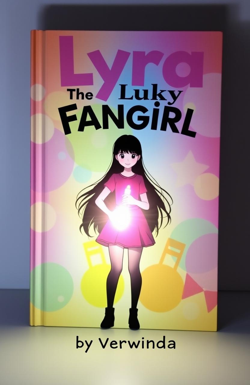 The cover of a vibrant, illustrated book titled 'Lyra The Lucky Fangirl' by author Verwinda