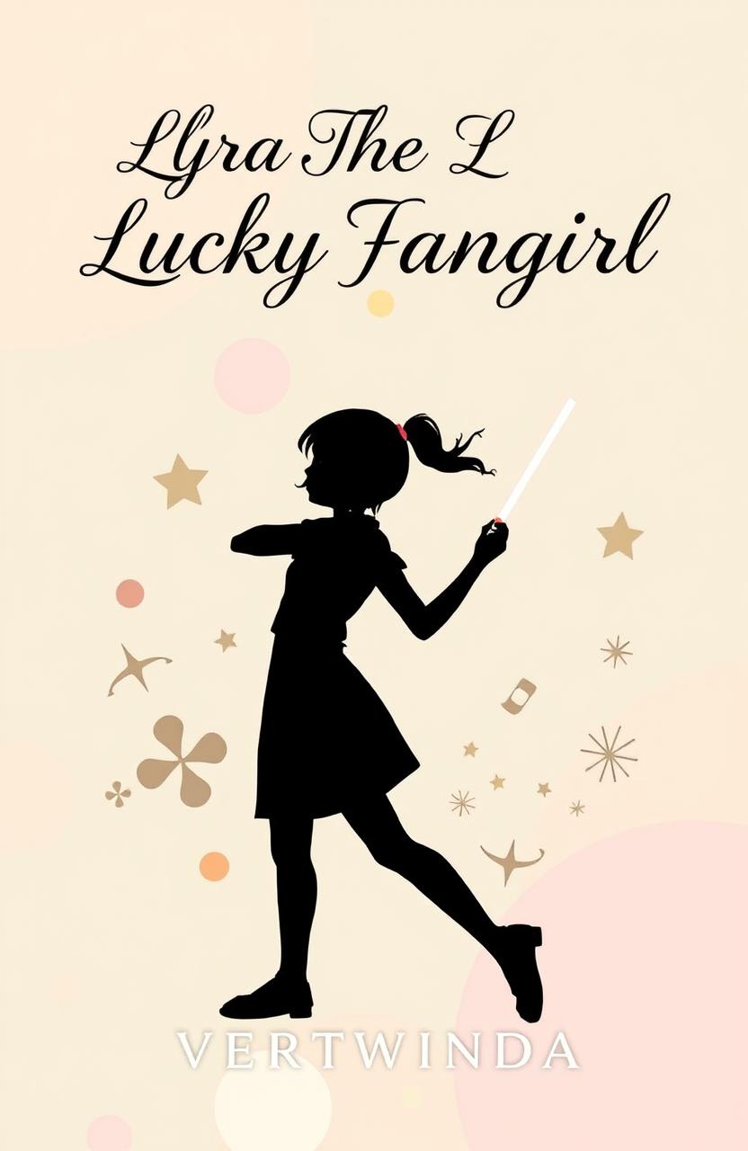 The cover of a book titled 'Lyra The Lucky Fangirl' by author Verwinda, featuring an aesthetic background with soft pastel colors