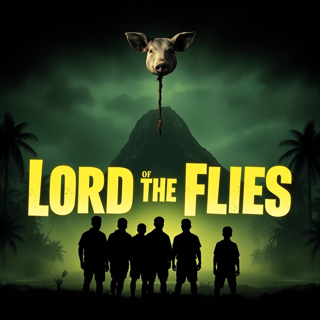 A dramatic movie poster for the book 'Lord of the Flies'
