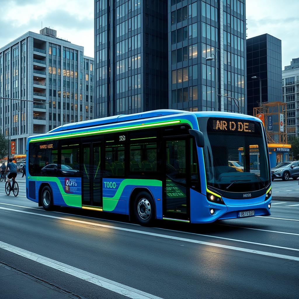 Um ônibus elétrico híbrido urbano inovador e exclusivo projetado para 50 pessoas