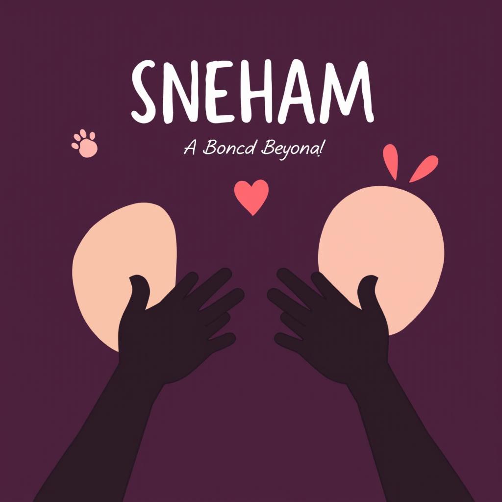 A 2D cartoon-style book cover for 'Sneham: A Bond Beyond Words'