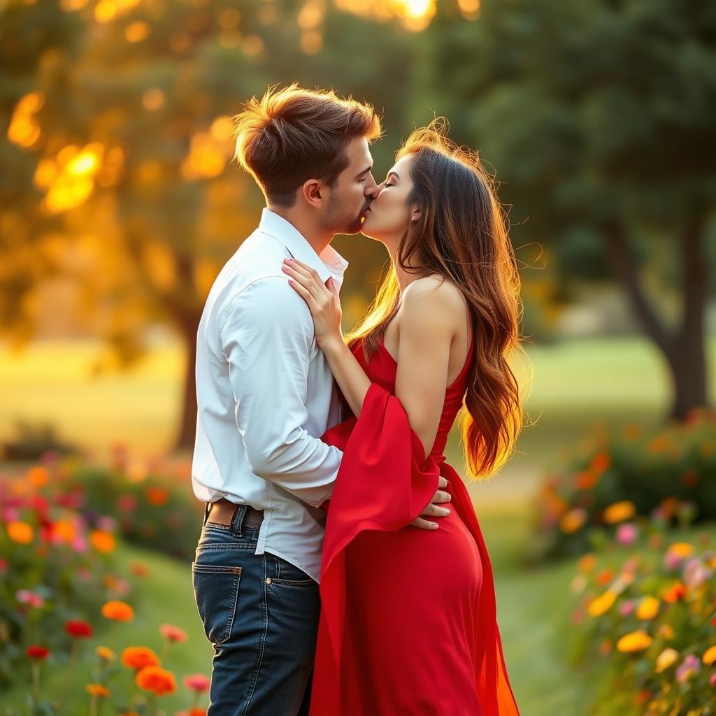 A romantic and intimate scene of two adults kissing each other passionately
