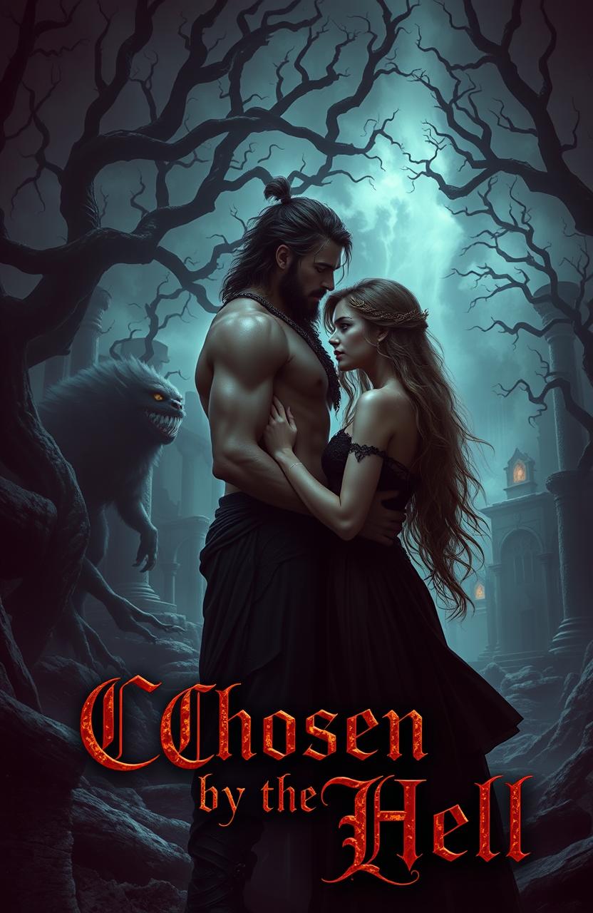 In a gothic-themed setting, a beautiful young human girl in her early 20s embarks on epic adventures in the realm of Greek mythology