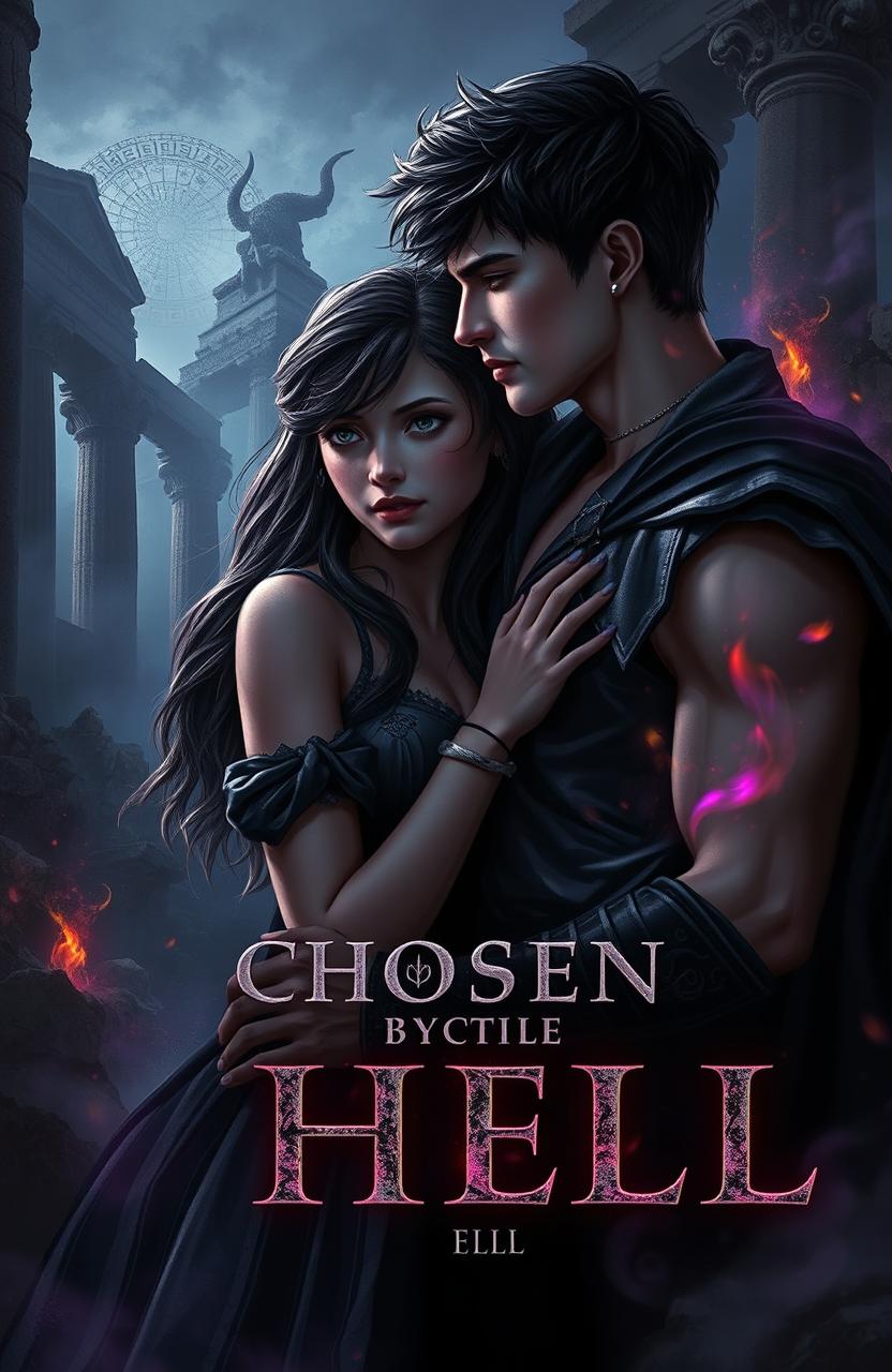 A captivating scene depicting a young human girl embarking on her adventurous journey inspired by Greek mythology, expressing her romantic feelings for the Greek God Hades